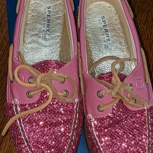Sz 8 women's NWT Sperrys pink glitter